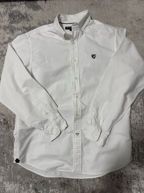 White Button-Down Shirt with Shield Logo